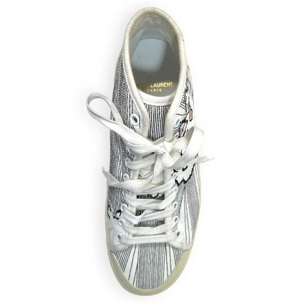 Saint Laurent Signature Court Surf Bang Embroidered High Top Sneakers Men's 39